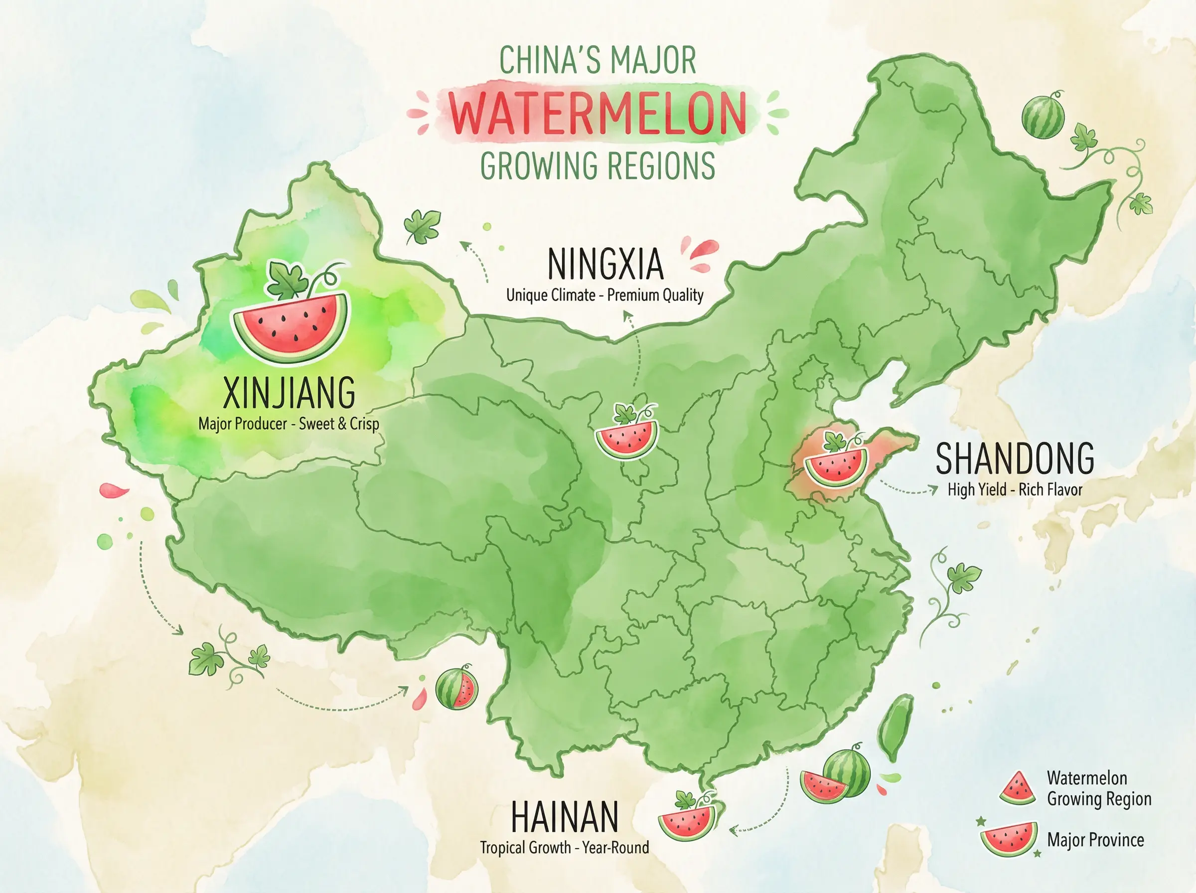 中国西瓜主要产地分布地图 - 吃瓜黑料